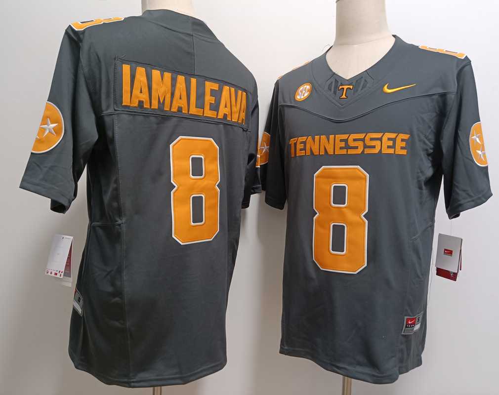 Mens Tennessee Volunteers #8 Nico Iamaleava Grey FUSE College Stitched Jersey